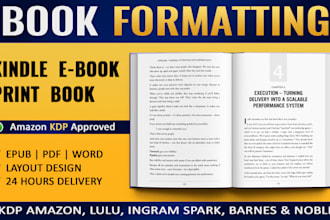 do book formatting, ebook and paperback formatting, layout design for KDP