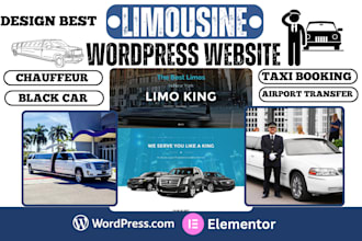 design limousine, chauffeur, taxi booking, airport transfer wordpress website
