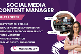 social media manager instagram reels facebook tiktok post youtube video editing