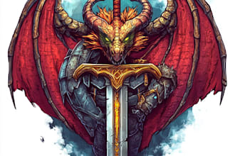 draw unique medieval fantasy game, rpg, mmo game logo