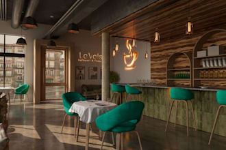 craft stunning interior restaurant, coffee shop, mockup design, furniture render