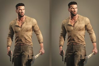do realistic 3d game character rigging 3d animation for game in unity and ue