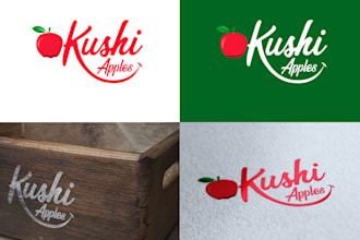 design modern looking fruit farm strawberries cherries logo