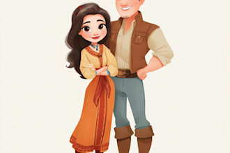 draw a disney watercolor cartoon portrait style