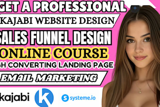 setup online course funnel,sales funnel on kajabi katra systeme io, landing page