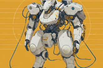 desing a unique mecha robot illustration