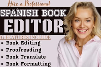be spanish book editor, proofread, memoir fiction christian novel, children book