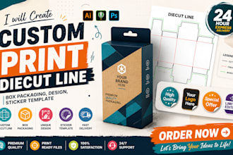 design print ready box dieline, mailer box, and packaging template