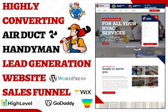 generate air duct cleaning leads dryer vent hvac repair plumbing website funnel