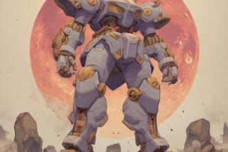 draw renders of robot mecha characters illustration