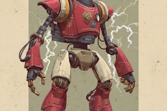 create a sci fi robot and mecha concept art
