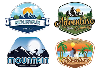 do creative mountain hiking, hunting, fishing logo design