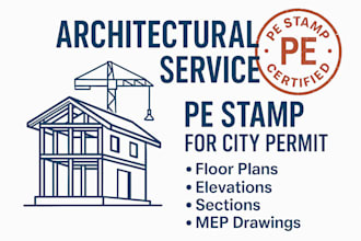 do architecture floor plan, mep pe stamp, construction document city permit