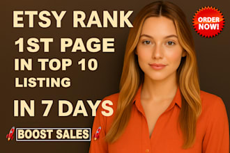 rank any etsy product on first 1st page,row in 7 day
