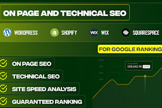 optimize website technical on page SEO for wordpress, shopify, squarespace, wix