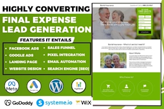 generate hot final expense leads burial insurance landing page funeral website