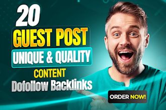 20 guest posts with backlinks on high authority sites