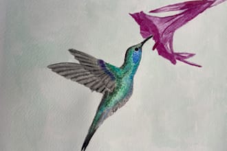 hand paint a watercolor artwork