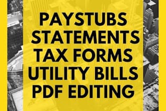prepare w2, paystub, pay check, stubs, payroll slip