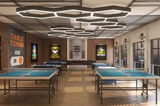 do recreational game room,clubhouse rendering,golf simulator ,gymnasium interior