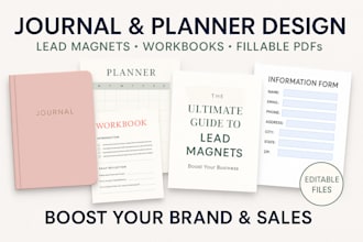 design journal planner lead magnet ebook design workbook create fillable PDF
