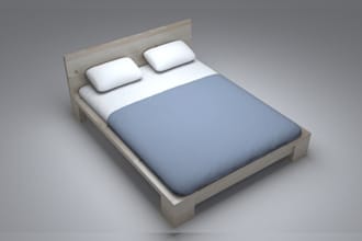 3d axonometric bed design, mattress animationfor furniture