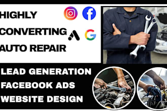 generate auto repair auto motive logo via facebook ads website design