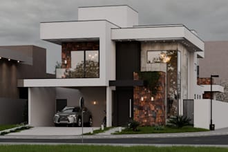 update 3d house facade,building elevation design,luxury villa rendering, balcony