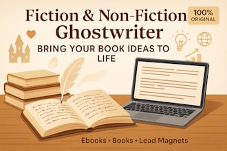 be fiction ebook ghostwriter, nonfiction ghostwriter,  ebook writer, book writer