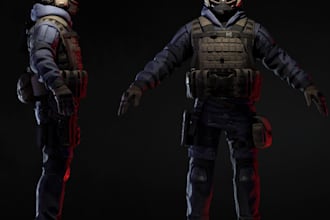 develop 3d soldier character,real time 3d creature,weapon model,blender 3davatar
