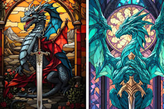 draw a stained glass illustration for your character and story