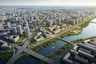 render 3d urban planning, site plan, master plan architectural floor plan design