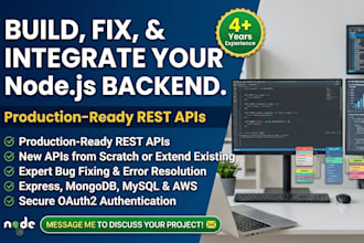 develop and integrate node js apis and backend for you