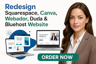 redesign squarespace canva webador website design duda website bluehost website