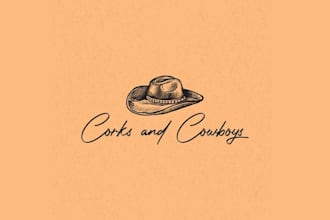 design corks cowboys wine tasting event logo