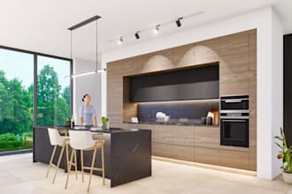 design, drawing and 3d rendering of kitchen cabinetry
