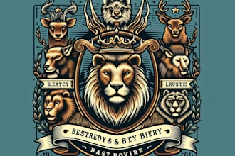 create retro animal lion coat of arms logo for your business