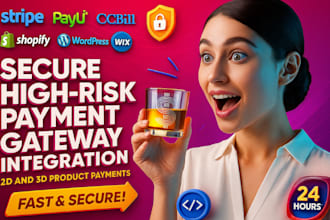 integrate high risk payment gateway for ecommerce website 2d 3d product payment