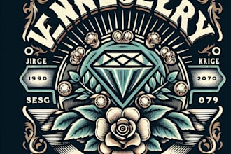 design high quality vintage jewelry logo with t shirt design