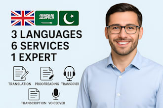 translate proofread transcribe in english arabic urdu