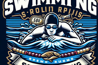 design high quality swimming sports logo with t shirt design