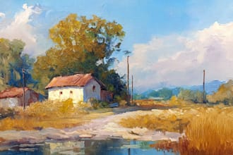 paint landscape in oil painting