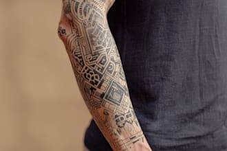 create sleeve tattoo design in geometric style
