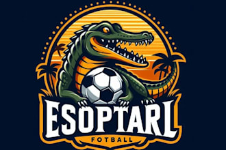 make creative esport football beach crocodile logo