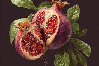 paint botanical illustration of plants, fruits, flowers, vegetables, herbs