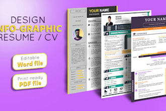 design unique resume for you, cover letter templete and cv