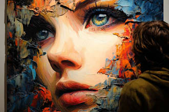 do expressive colorful abstract portraits
