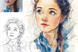 design watercolor portrait illustration