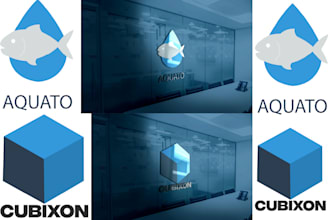 design a logo with 3d wall mockup