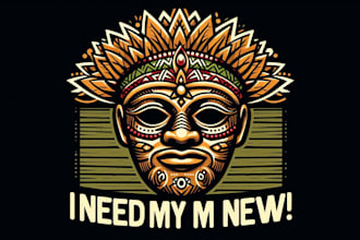 design outstanding african mask mascot vintage logo with express delivery